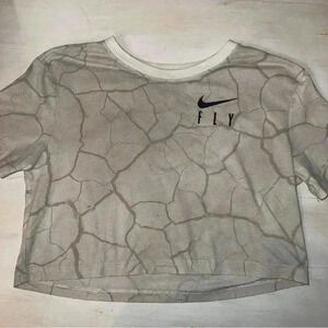 Nike Fly Beige Cropped T-Shirt Small